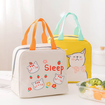 Cute Cat Pattern Insulated Lunch Bag for Picnic and School-Insulated Lunch Bag-1-Colydia