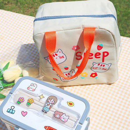 Cute Cat Pattern Insulated Lunch Bag for Picnic and School-Insulated Lunch Bag-2-Colydia