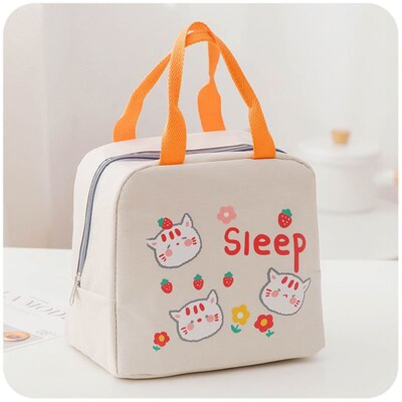 Cute Cat Pattern Insulated Lunch Bag for Picnic and School-Insulated Lunch Bag-4-Colydia