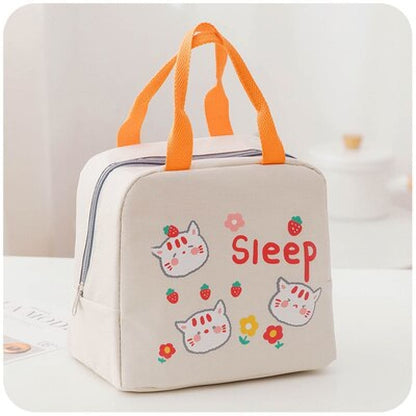 Cute Cat Pattern Insulated Lunch Bag for Picnic and School-Insulated Lunch Bag-4-Colydia