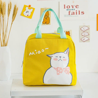 Cute Cat Pattern Insulated Lunch Bag for Picnic and School-Insulated Lunch Bag-5-Colydia