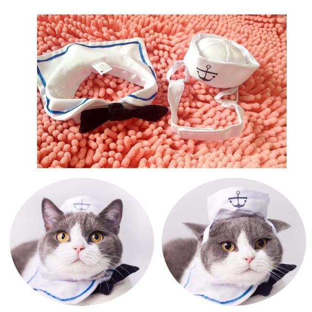 Adjustable Sailor Costume with 26-31 cm Neck Fit - Nautical Attire-Pet Costume-4-Colydia