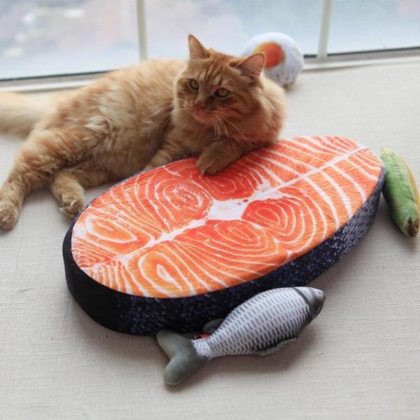 Realistic Salmon Design Pet Bed for Cats with Removable Cover-Pet Bed-1-Colydia