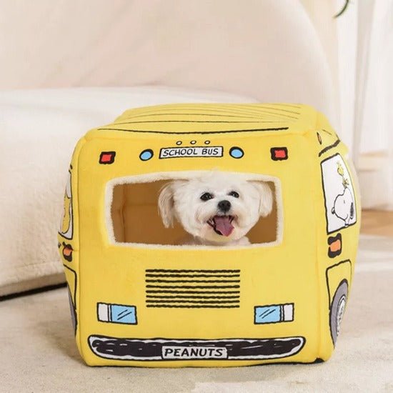 Charming Cotton School Bus Pet Bed with Removable Mat, Multiple Sizes-Pet Bed-2-Colydia