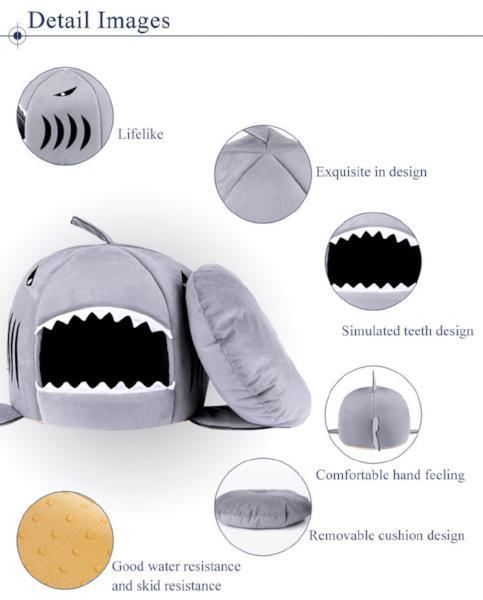 Cozy Shark Pet Bed for Small and Medium Pets, Fun Design-Pet Bed-5-Colydia