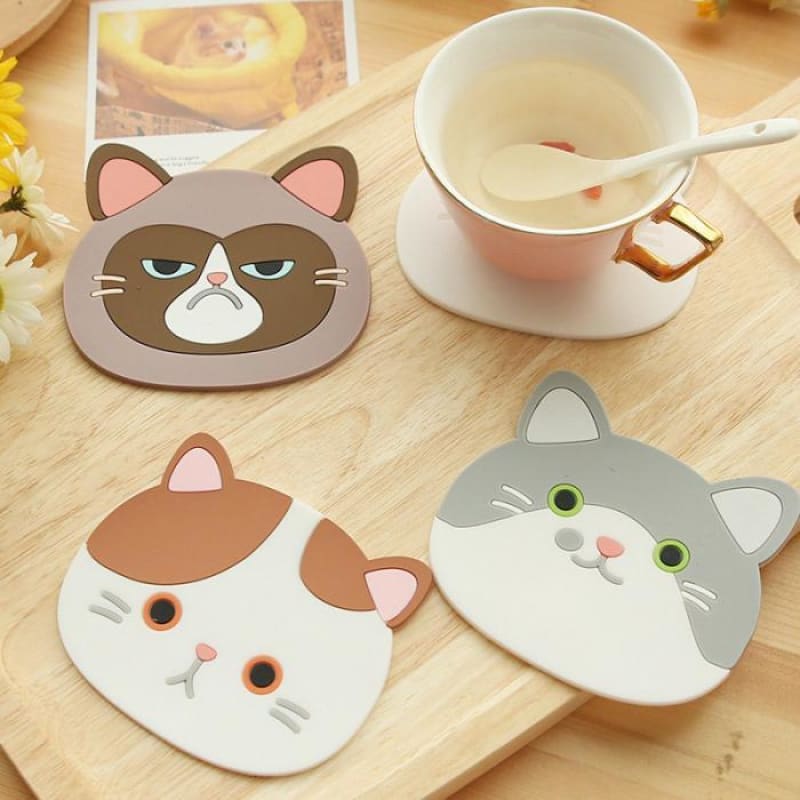 Silicone Cat Coaster - Eco-Friendly, Heat-Resistant, HD Design-Silicone Coasters-2-Colydia