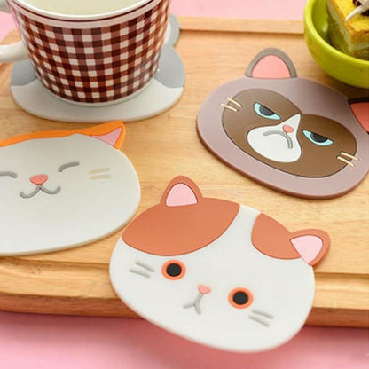 Silicone Cat Coaster - Eco-Friendly, Heat-Resistant, HD Design-Silicone Coasters-3-Colydia