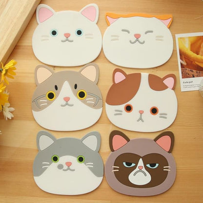 Silicone Cat Coaster - Eco-Friendly, Heat-Resistant, HD Design-Silicone Coasters-4-Colydia