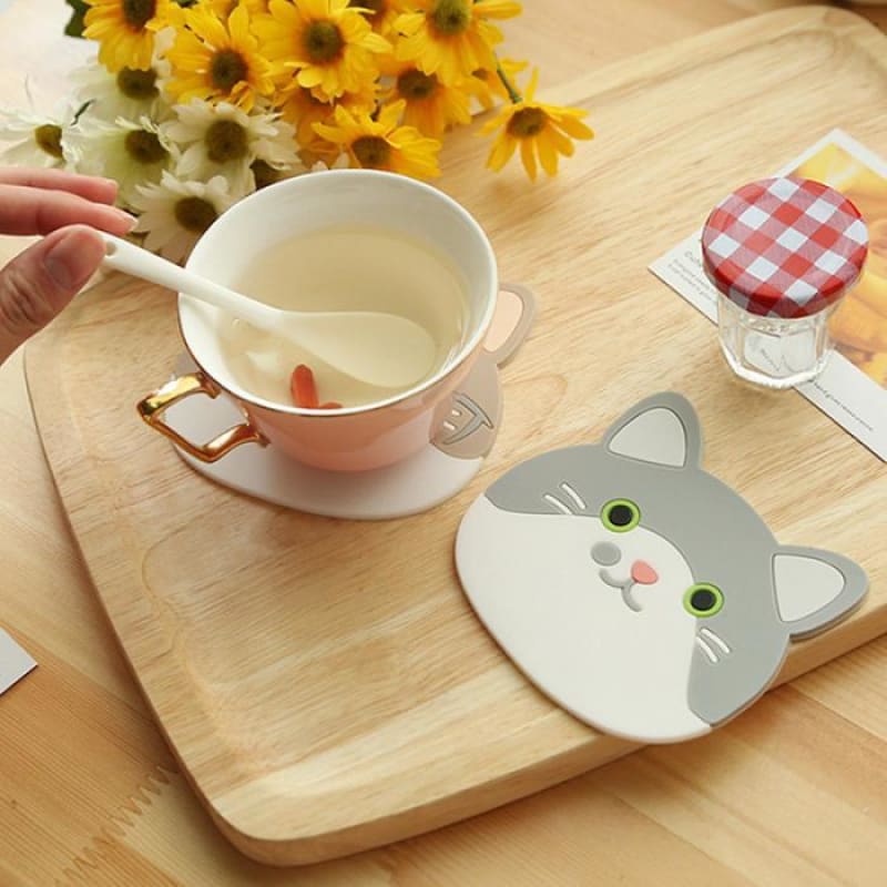 Silicone Cat Coaster - Eco-Friendly, Heat-Resistant, HD Design-Silicone Coasters-1-Colydia