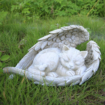 Serene Cat Angel Memorial Statue – Weather-Resistant Tribute Figurine-Cat Memorial Statue-2-Colydia