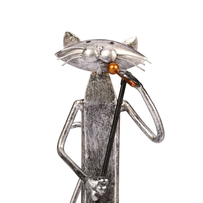 Handcrafted Wrought Iron Musician Cat Figurine - Unique Home Decor-Figurine Decor-13-Colydia