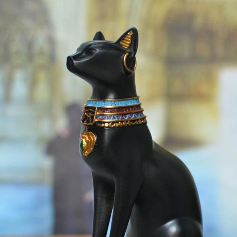 Ancient Egyptian Black Cat Candle Holder - Resin Statuette Decor-Candle Holder Statuette-L16cmxH20cm-4-Colydia