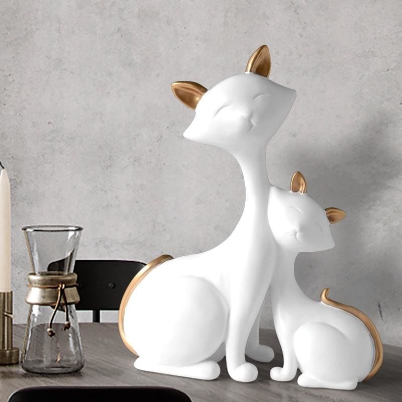 Whimsical Resin Cat Sculpture for Indoor & Outdoor Decor 31x25.5x11cm-Cat Sculpture-White-31x25.5x11cm-3-Colydia