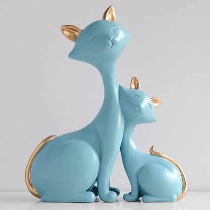 Whimsical Resin Cat Sculpture for Indoor & Outdoor Decor 31x25.5x11cm-Cat Sculpture-Sky Blue-31x25.5x11cm-6-Colydia