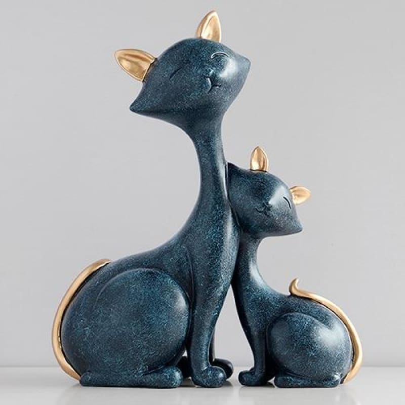 Whimsical Resin Cat Sculpture for Indoor & Outdoor Decor 31x25.5x11cm-Cat Sculpture-Blue-31x25.5x11cm-5-Colydia