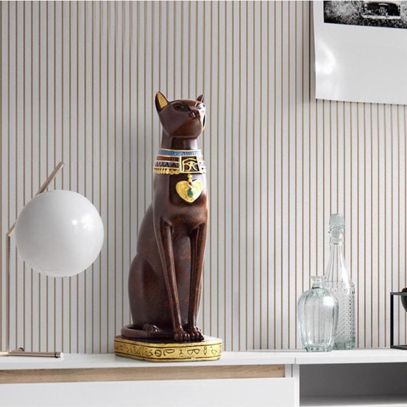 Hand-Painted Resin Egyptian Cat Statuette for Chic Interior Decor-Egyptian Cat Statuette-3-Colydia