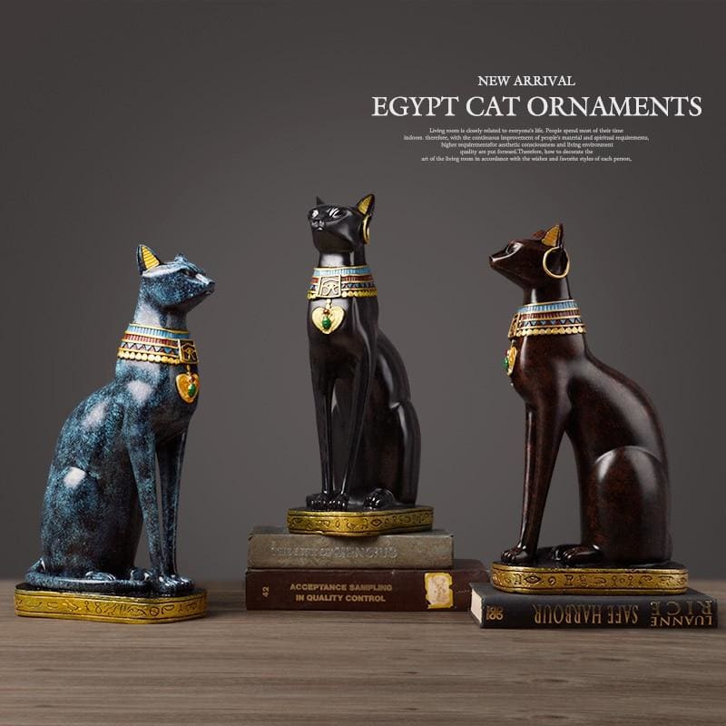 Hand-Painted Resin Egyptian Cat Statuette for Chic Interior Decor-Egyptian Cat Statuette-5-Colydia