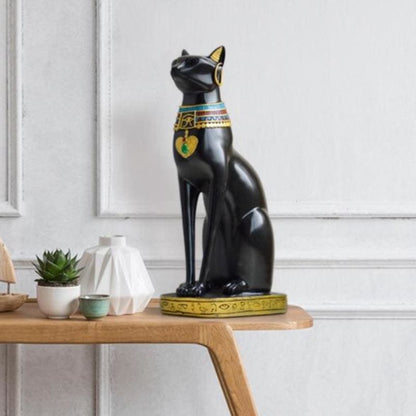 Hand-Painted Resin Egyptian Cat Statuette for Chic Interior Decor-Egyptian Cat Statuette-2-Colydia