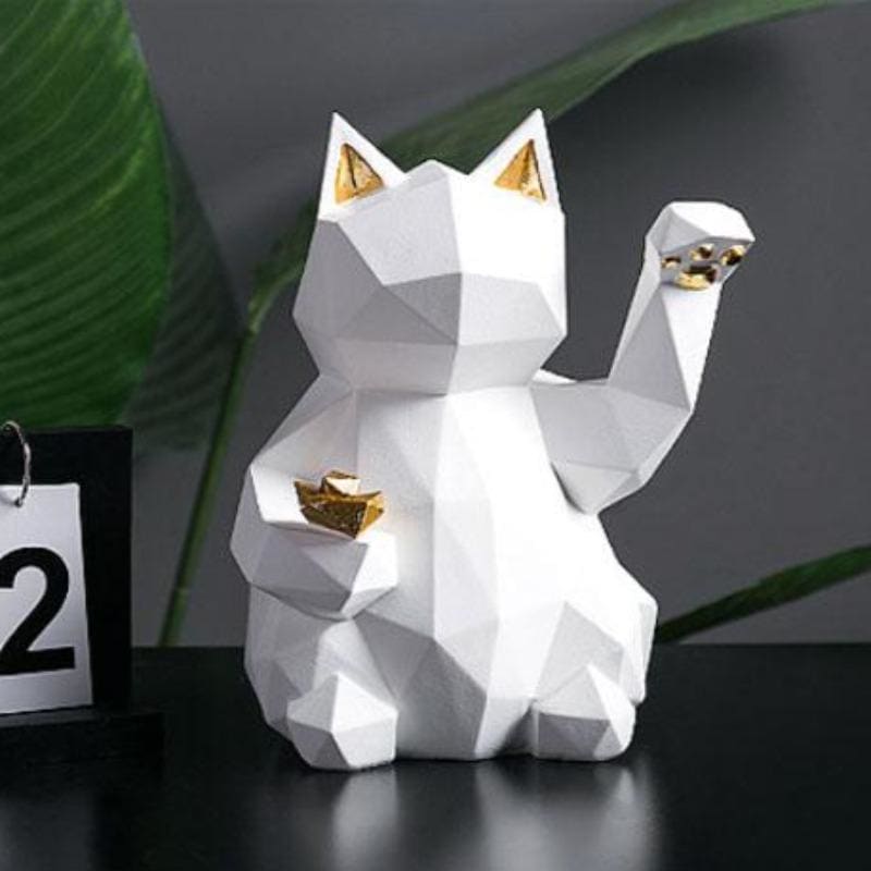 Modern Geometric Cat Figurine - Resin, Sturdy Decor & Gift Idea-Decorative Figurine-5-Colydia