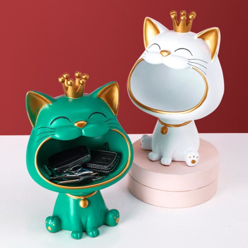 Chic Resin Cat Ashtray: Quirky Decor Piece with Open Mouth Design-Decorative Ashtray-3-Colydia