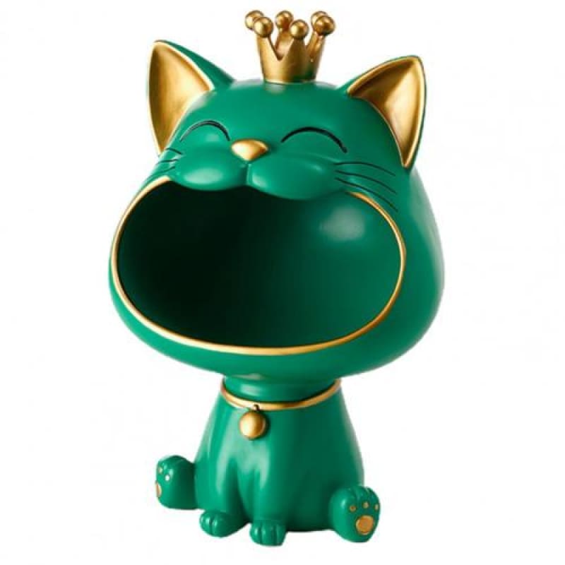 Chic Resin Cat Ashtray: Quirky Decor Piece with Open Mouth Design-Decorative Ashtray-Green-7-Colydia