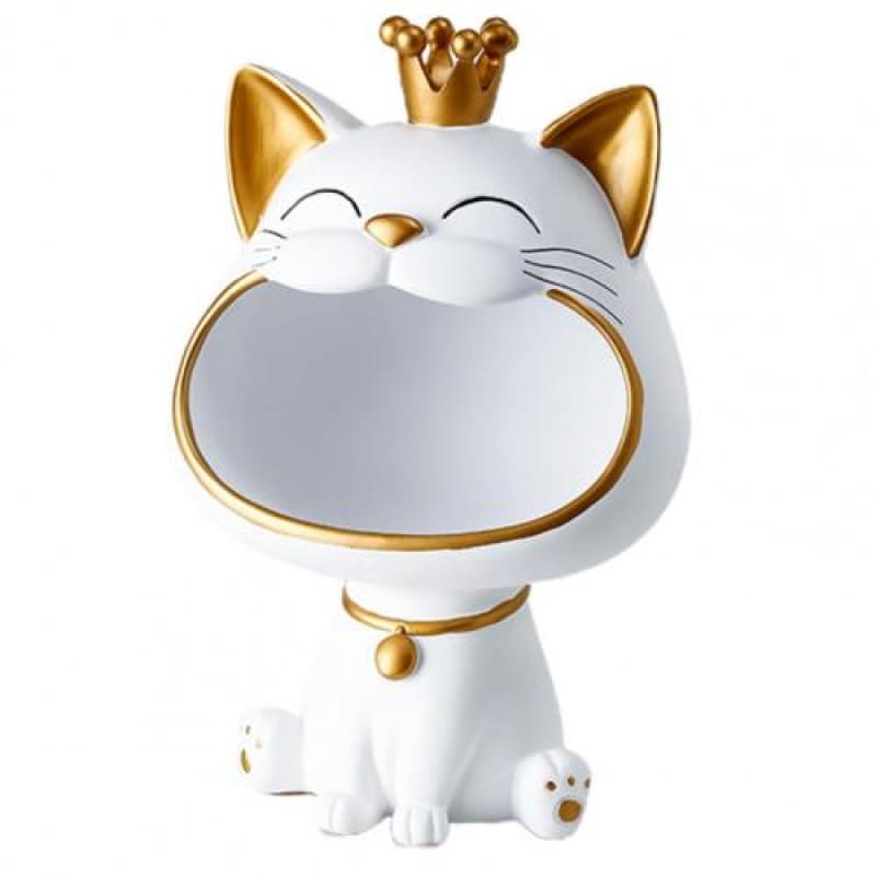 Chic Resin Cat Ashtray: Quirky Decor Piece with Open Mouth Design-Decorative Ashtray-White-6-Colydia