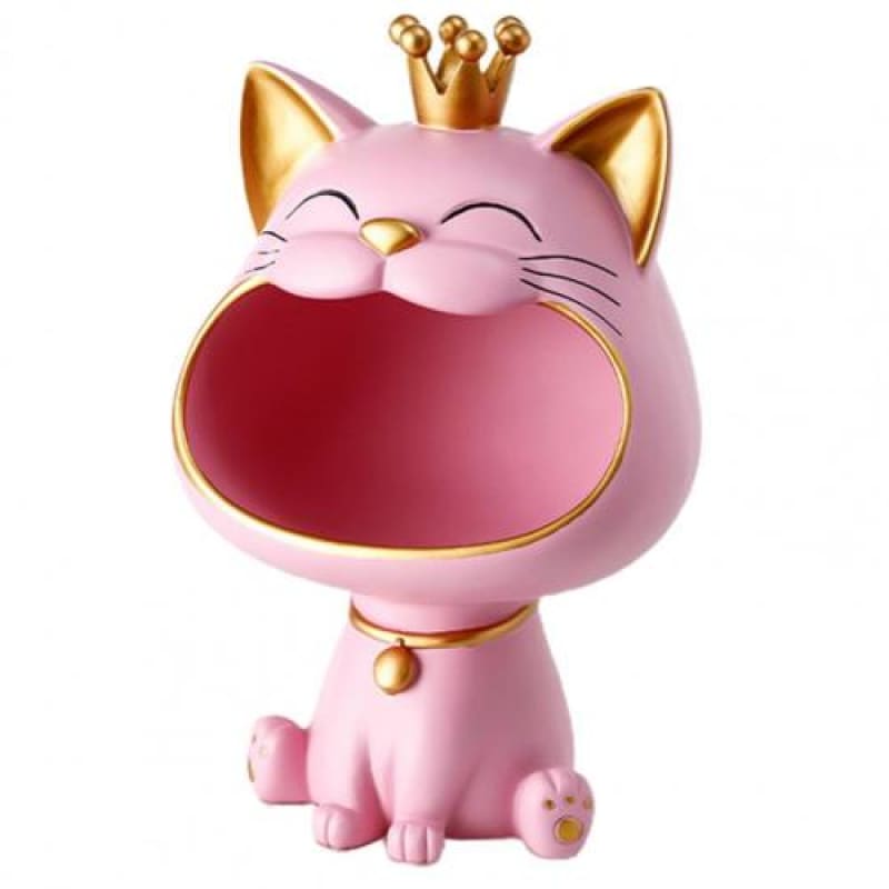 Chic Resin Cat Ashtray: Quirky Decor Piece with Open Mouth Design-Decorative Ashtray-Pink-8-Colydia