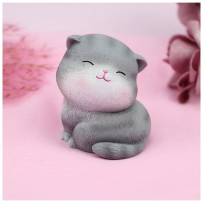 Gray Kitten Statuette - Ultra-Realistic Resin Decor for Any Space-Cat Statuette-Purring (60x52mm)-5-Colydia