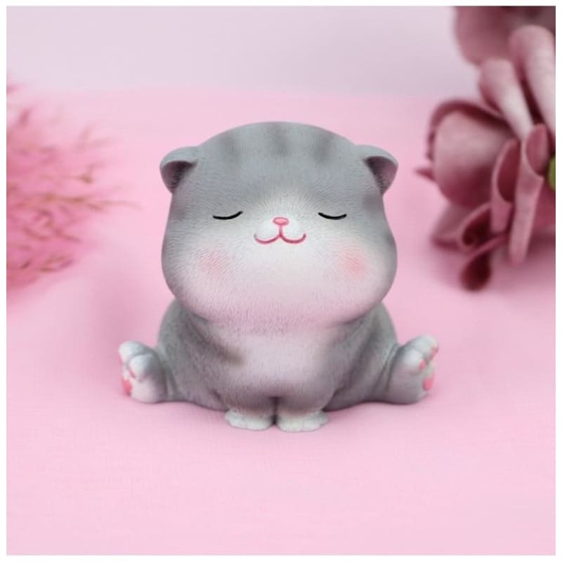 Gray Kitten Statuette - Ultra-Realistic Resin Decor for Any Space-Cat Statuette-Sitting (65x58mm)-4-Colydia