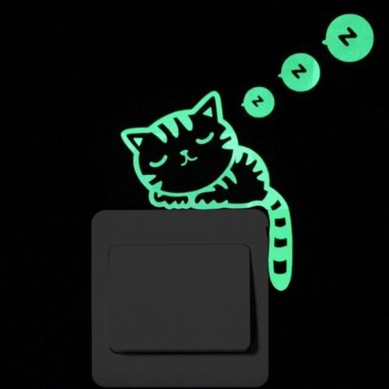 Glow-in-the-Dark Cat Wall Stickers – Easy Peel, Playful Decor-Wall Decals-Sleeping Cat (10x6cm)-4-Colydia