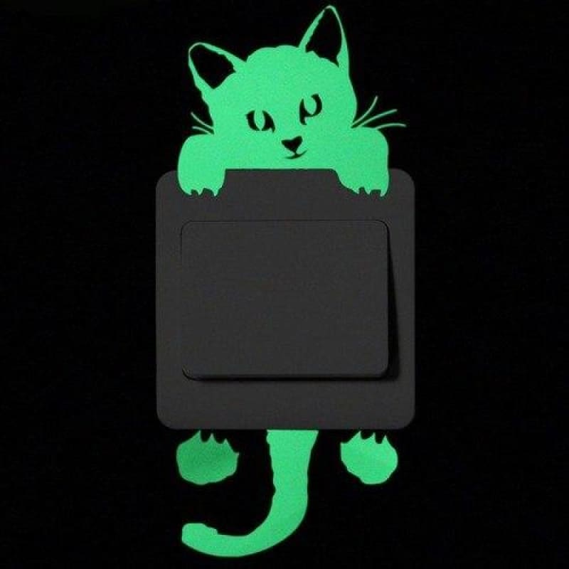 Glow-in-the-Dark Cat Wall Stickers – Easy Peel, Playful Decor-Wall Decals-Hanging Cat (7.5x7.5cm)-2-Colydia