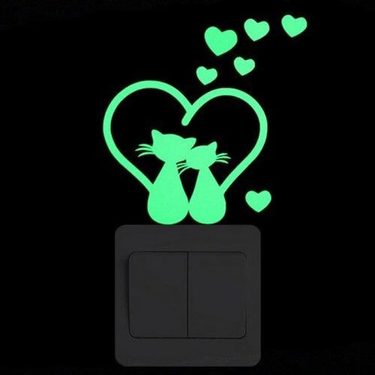 Glow-in-the-Dark Cat Wall Stickers – Easy Peel, Playful Decor-Wall Decals-Love Cat (10x10cm)-1-Colydia