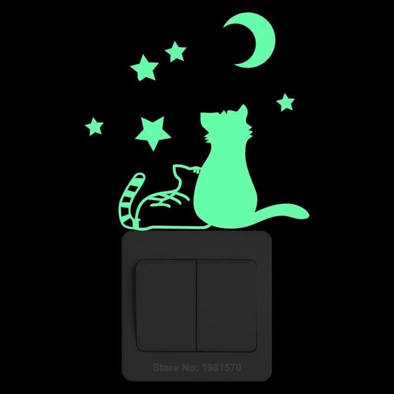 Glowing Cat Wall Stickers - Safe, Removable, Water-Resistant Decor-Wall Decals-Cat moon (10x10cm)-5-Colydia