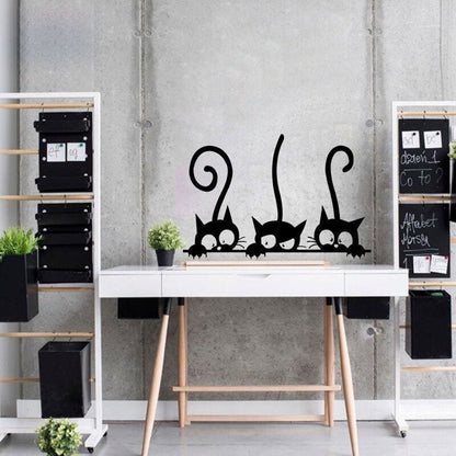 Trio of Black Cat Stickers - Easy Wall Décor Feline Charm-Cat Stickers-Trio (30x20cm)-2-Colydia