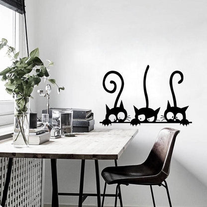 Trio of Black Cat Stickers - Easy Wall Décor Feline Charm-Cat Stickers-Trio (30x20cm)-1-Colydia