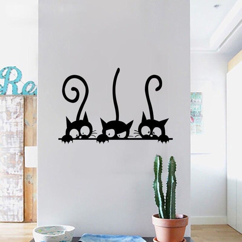 Trio of Black Cat Stickers - Easy Wall Décor Feline Charm-Cat Stickers-Trio (30x20cm)-4-Colydia