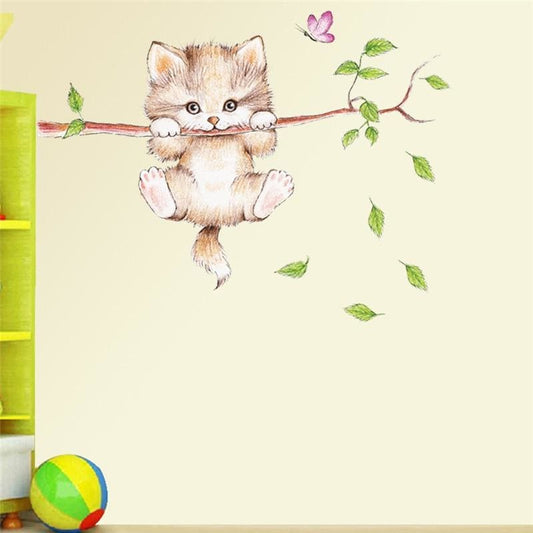 Kitten Wall Sticker - PVC Vinyl, Scratch-Resistant, Easy to Apply-Wall Sticker-1-Colydia