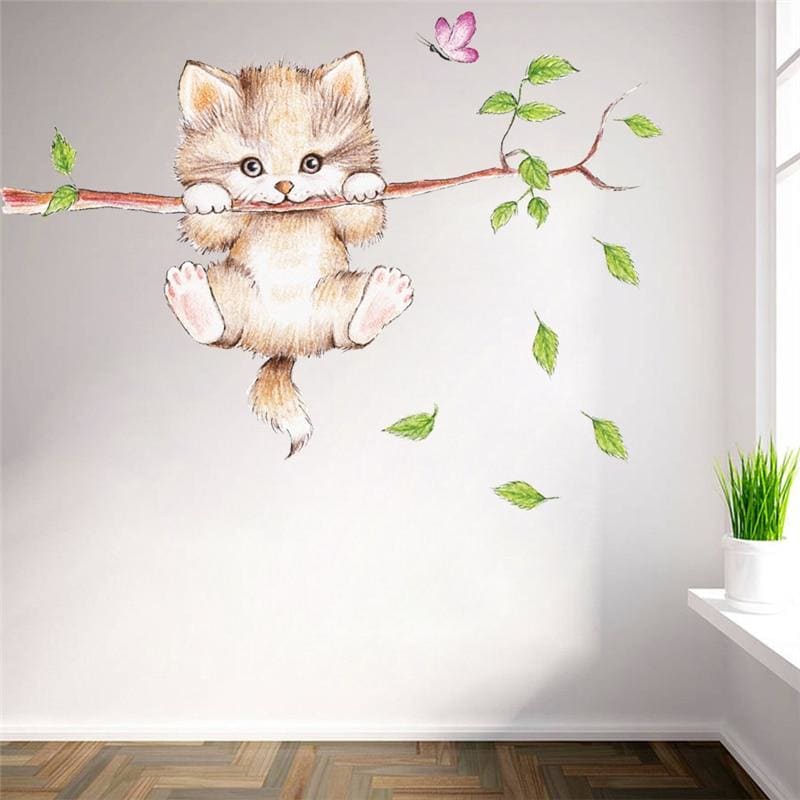 Kitten Wall Sticker - PVC Vinyl, Scratch-Resistant, Easy to Apply-Wall Sticker-2-Colydia