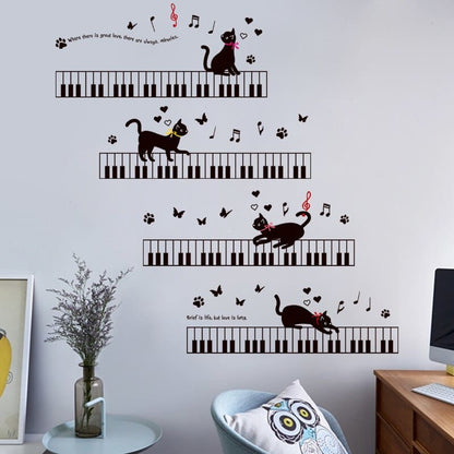 Cat on Piano Sheet Music Wall Sticker - Musical Home Decor-Wall Sticker-7-Colydia