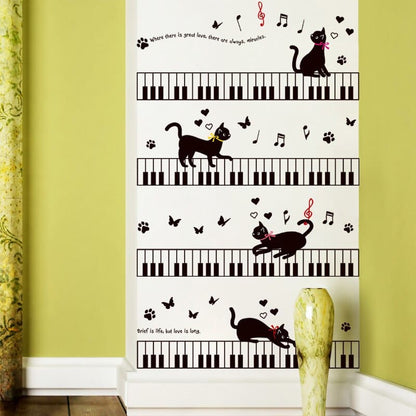 Cat on Piano Sheet Music Wall Sticker - Musical Home Decor-Wall Sticker-6-Colydia