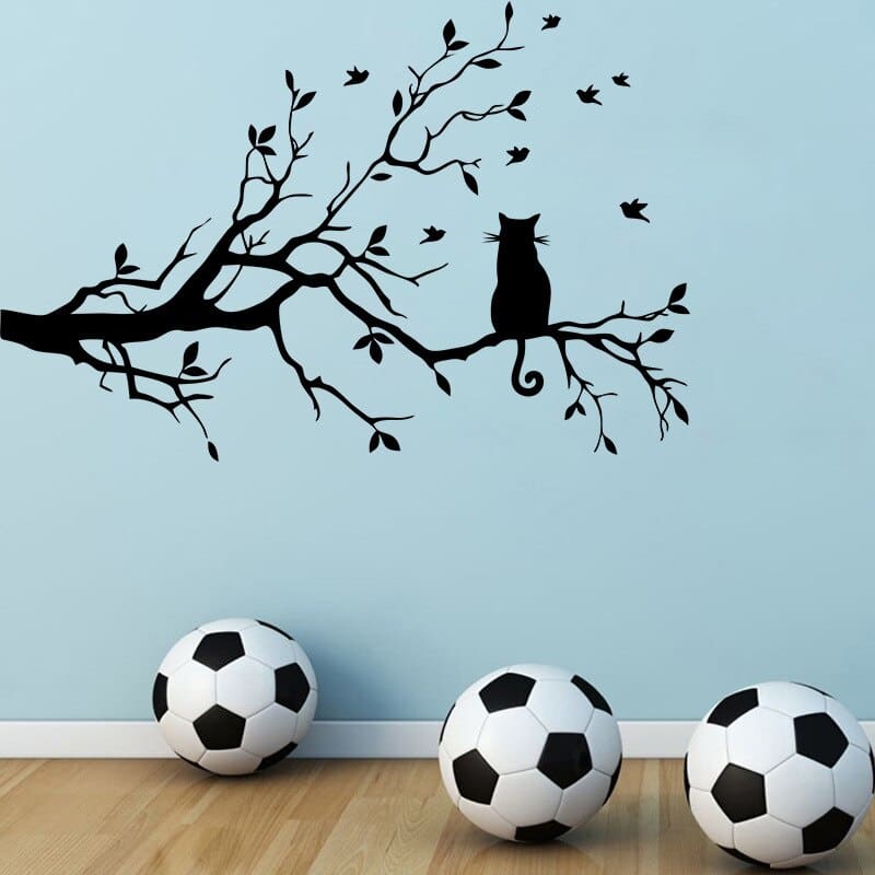 Cat on Branch Vinyl Wall Sticker – Stylish & Relaxing Decor-Vinyl Wall Sticker-8-Colydia