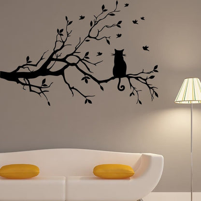 Cat on Branch Vinyl Wall Sticker – Stylish & Relaxing Decor-Vinyl Wall Sticker-5-Colydia