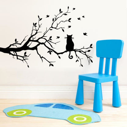 Cat on Branch Vinyl Wall Sticker – Stylish & Relaxing Decor-Vinyl Wall Sticker-9-Colydia