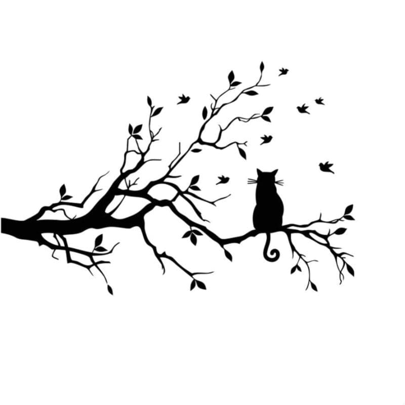 Cat on Branch Vinyl Wall Sticker – Stylish & Relaxing Decor-Vinyl Wall Sticker-10-Colydia