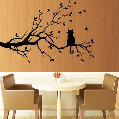 Cat on Branch Vinyl Wall Sticker – Stylish & Relaxing Decor-Vinyl Wall Sticker-4-Colydia