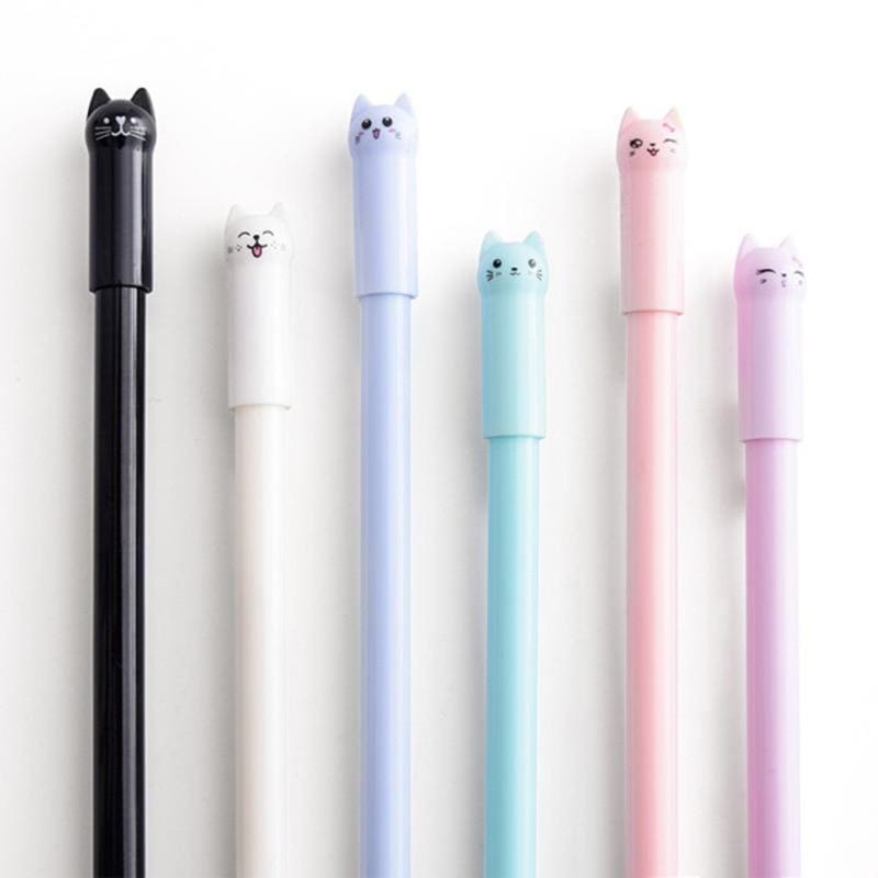 Cat Head Gel Pen Set - Cute Colored Pens for Writing & Drawing-Product Type: Gel Pen Set-Pack of 6-Black GEL (0.38mm)-5-Colydia