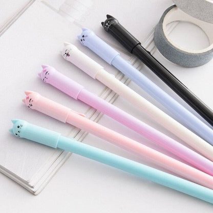 Cat Head Gel Pen Set - Cute Colored Pens for Writing & Drawing-Product Type: Gel Pen Set-Pack of 6-Black GEL (0.38mm)-2-Colydia