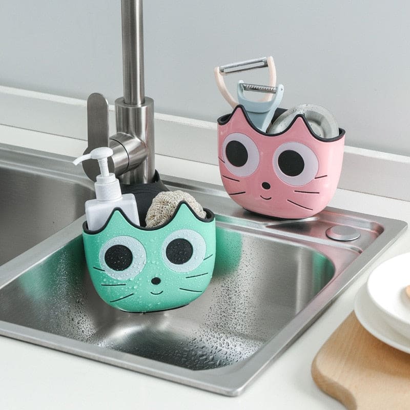 Adorable Cat-Shaped Sink Organizer | Space-Saving Kitchen Accessory-Sink Organizer-1-Colydia