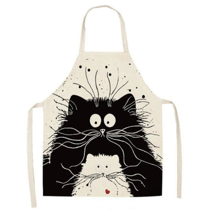 Cute Cat Design Apron for Women & Kids - Cotton Linen Cookwear-Apron-Cat and Kitten-Adult (68x55cm)-6-Colydia