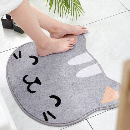 Kawaii Cat Head Bath Mat - Soft, Absorbent, Non-Slip Floor Décor-Bath Mat-3-Colydia